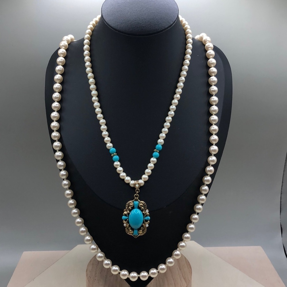 Curated bundle 1928 brand faux pearls necklaces lot 2.